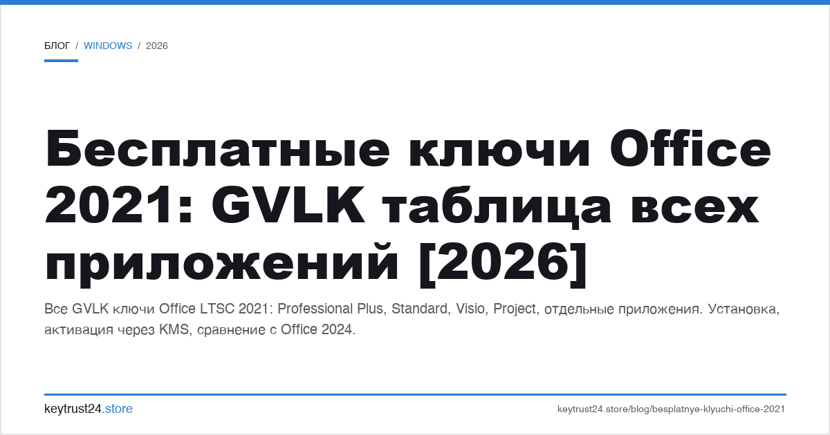 бесплатные ключи office 2021: gvlk таблица