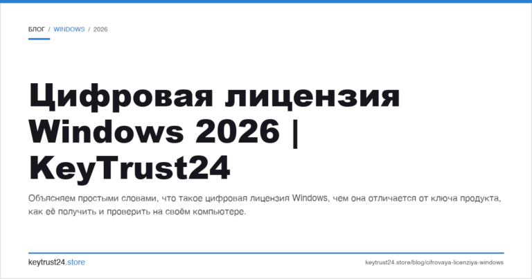 Цифровая лицензия Windows 2026