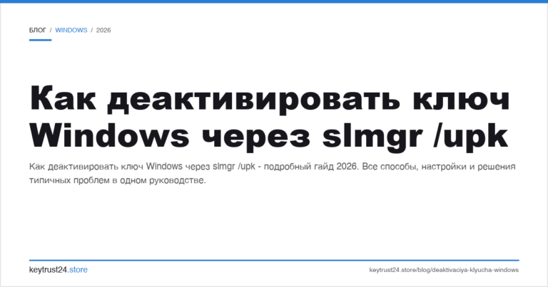 Как деактивировать ключ Windows через slmgr /upk