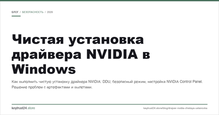 Чистая установка драйвера NVIDIA в Windows