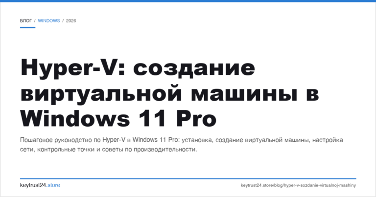 Hyper-V: создание виртуальной машины в Windows 11 Pro