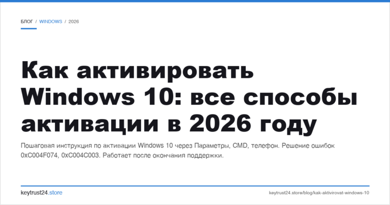 Как активировать Windows 10: все способы активации в 2026 году