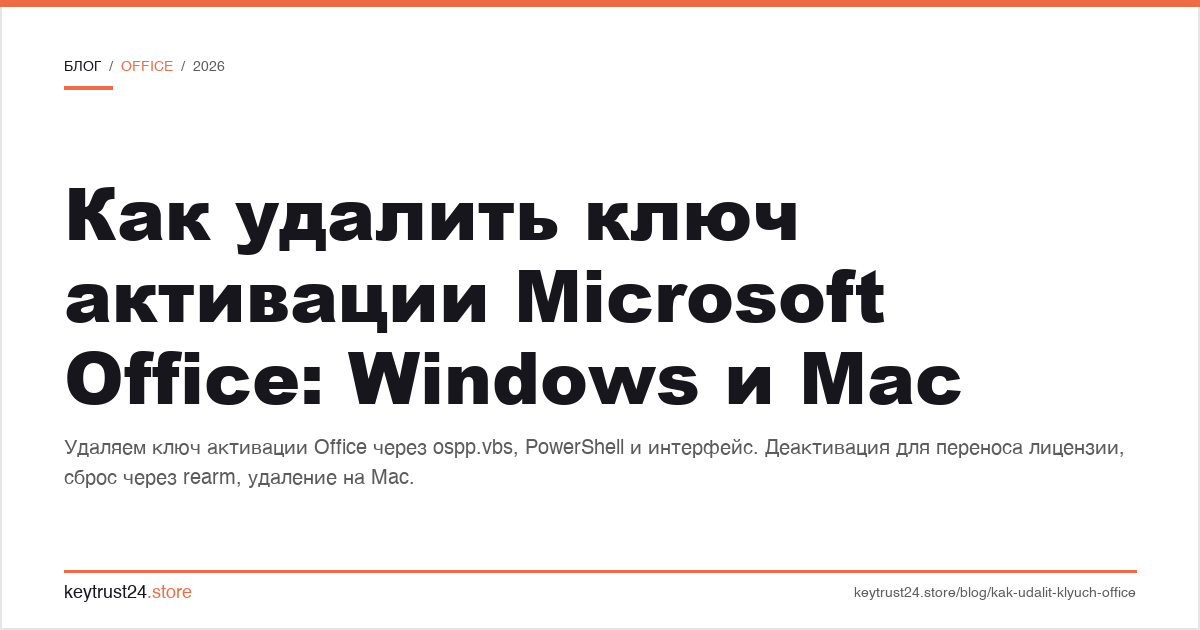 как удалить ключ активации Microsoft Office
