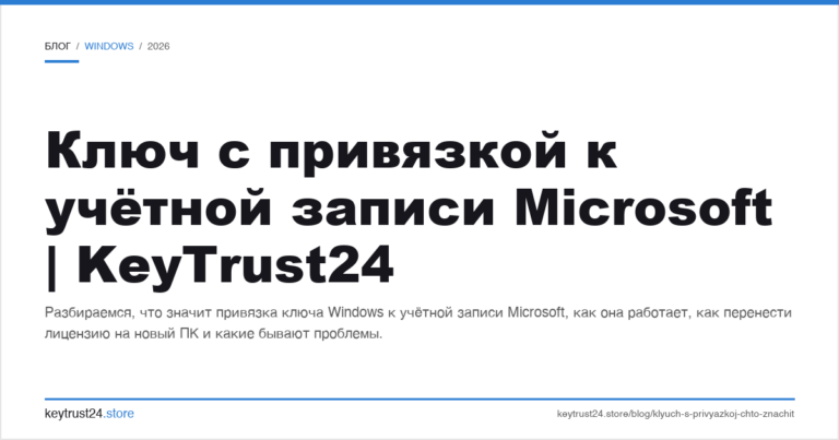 Ключ с привязкой к учётной записи Microsoft