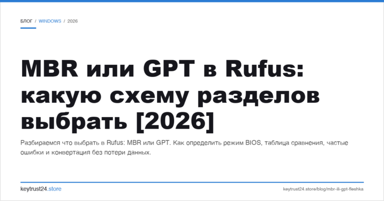 MBR или GPT в Rufus: какую схему разделов выбрать [2026]