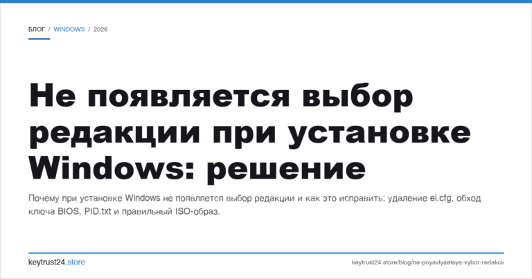 Не появляется выбор редакции при установке Windows: решение