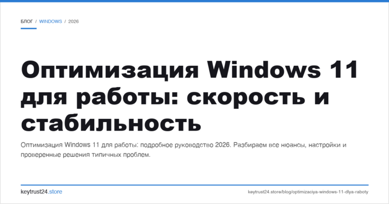Оптимизация Windows 11 для работы: скорость и стабильность