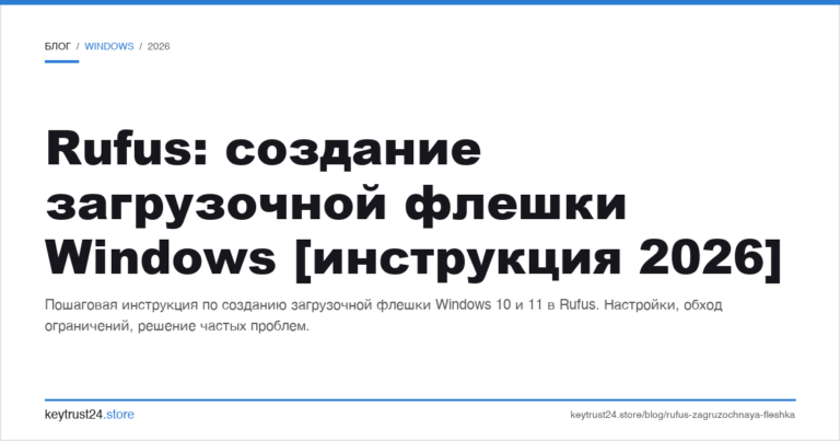 Rufus: создание загрузочной флешки Windows [инструкция 2026]