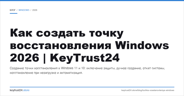 Как создать точку восстановления Windows 2026