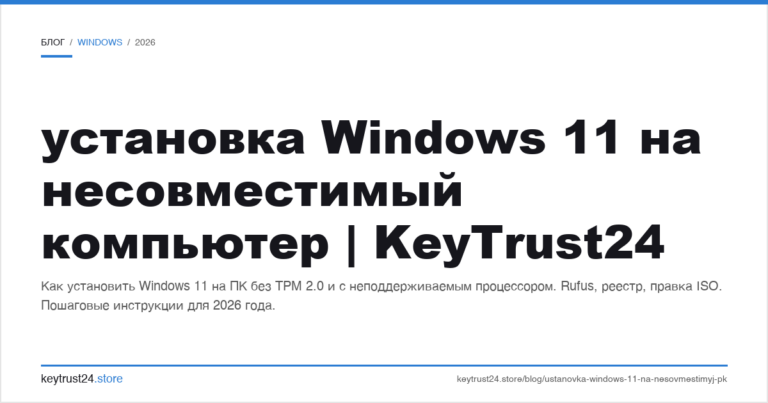 Установка Windows 11 на несовместимый компьютер