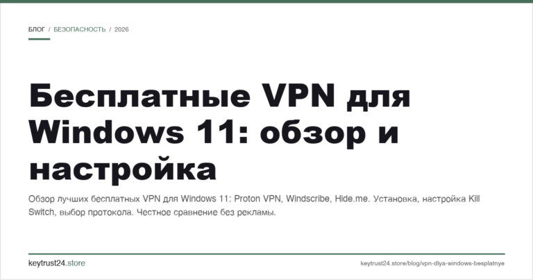 Бесплатные VPN для Windows 11: обзор и настройка