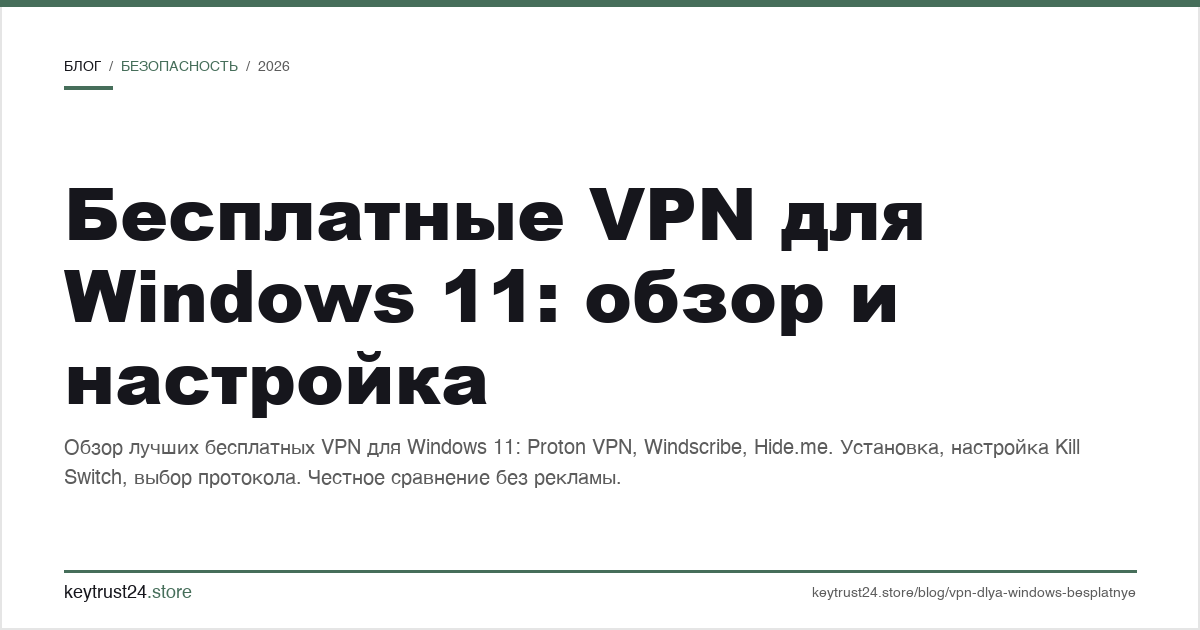 бесплатные VPN для Windows 11 обзор и настройка