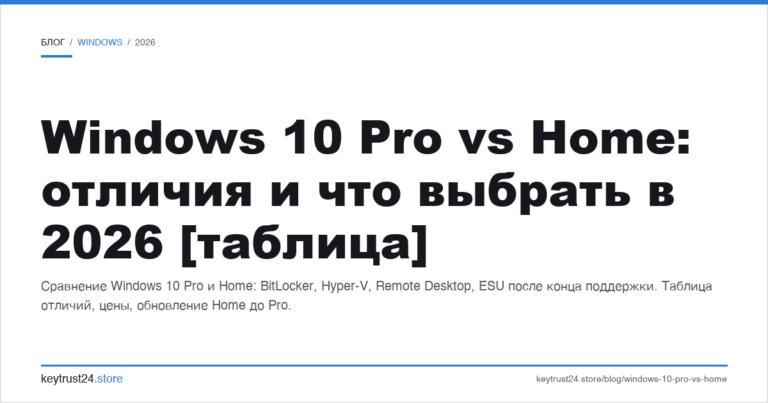 Windows 10 Pro vs Home: отличия и что выбрать в 2026 [таблица]