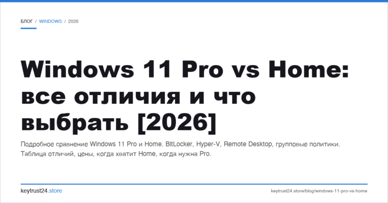 Windows 11 Pro vs Home: все отличия и что выбрать [2026]