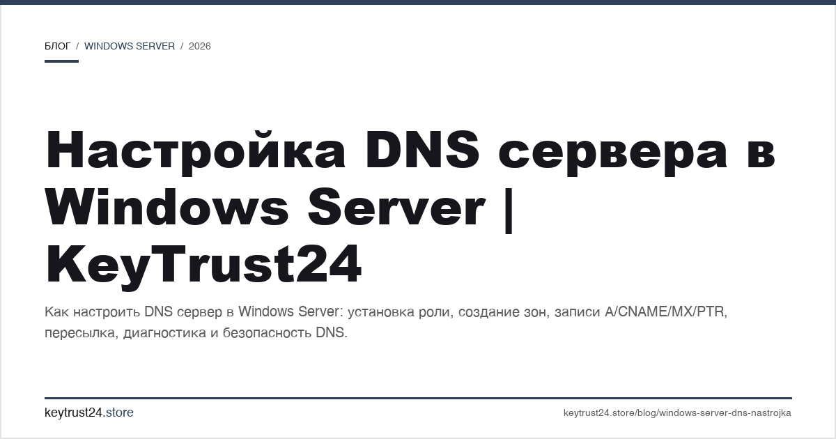 настройка DNS сервера в Windows Server