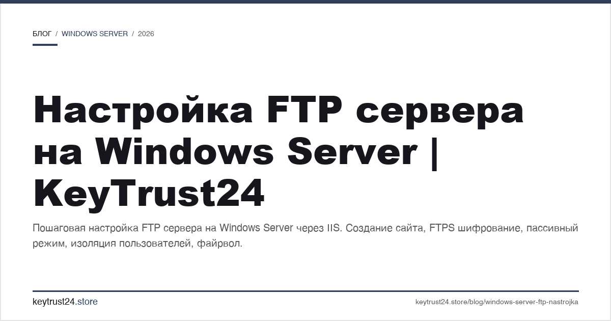 настройка FTP сервера на Windows Server