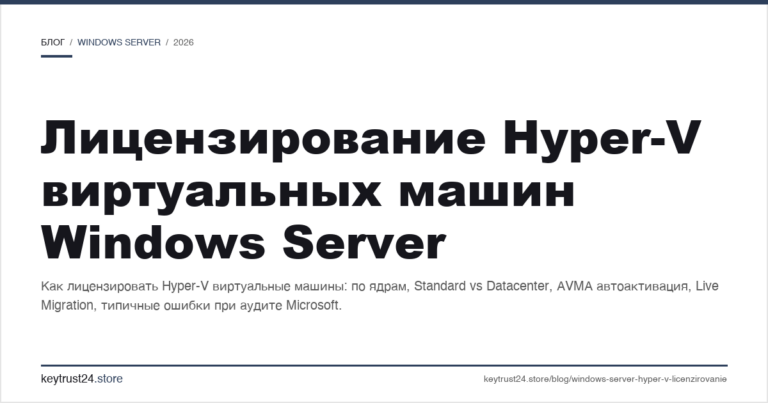 Лицензирование Hyper-V виртуальных машин Windows Server