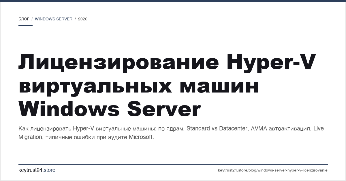 лицензирование Hyper-V виртуальных машин Windows Server
