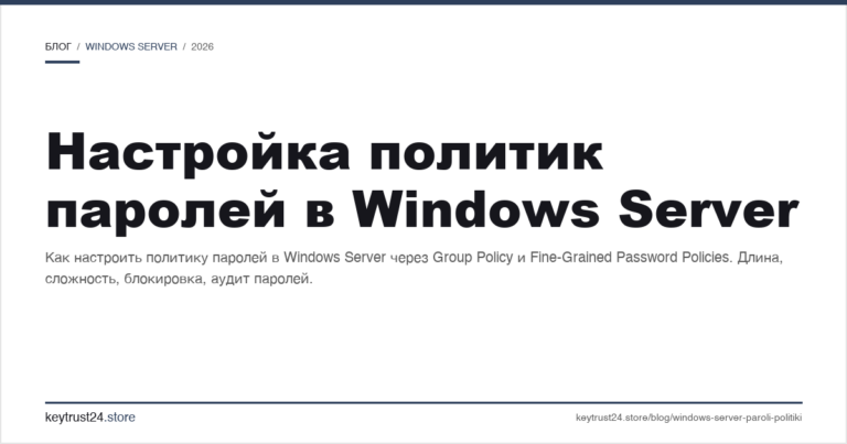 Настройка политик паролей в Windows Server