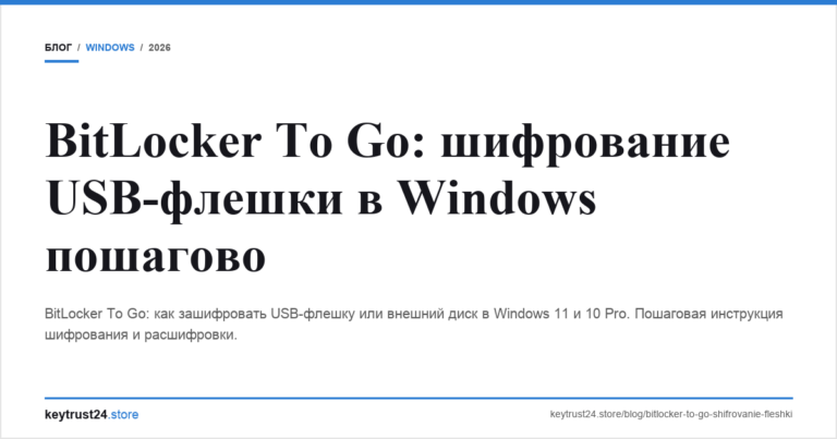 BitLocker To Go: шифрование USB-флешки в Windows пошагово