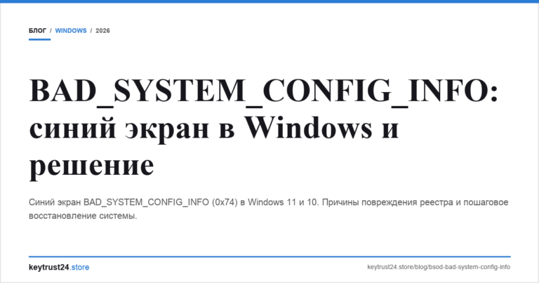 BAD_SYSTEM_CONFIG_INFO: синий экран в Windows и решение