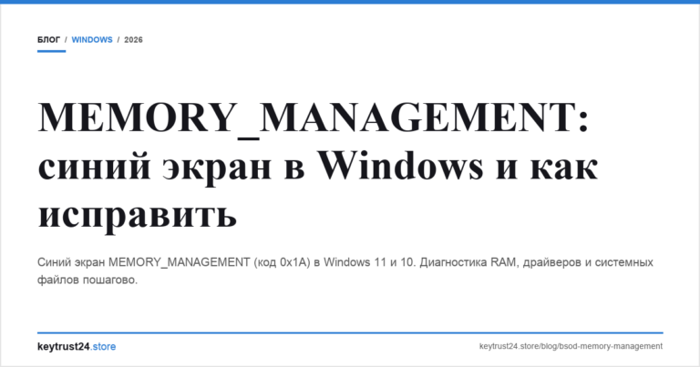 MEMORY_MANAGEMENT: синий экран в Windows и как исправить