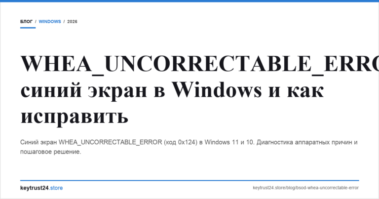 WHEA_UNCORRECTABLE_ERROR: синий экран в Windows и как исправить