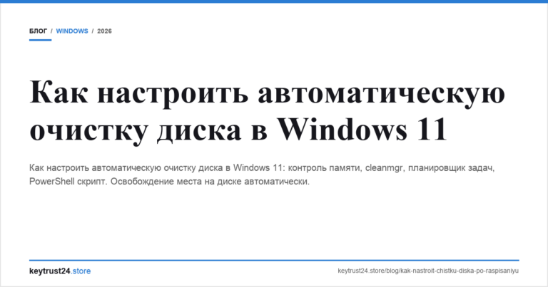 Как настроить автоматическую очистку диска в Windows 11