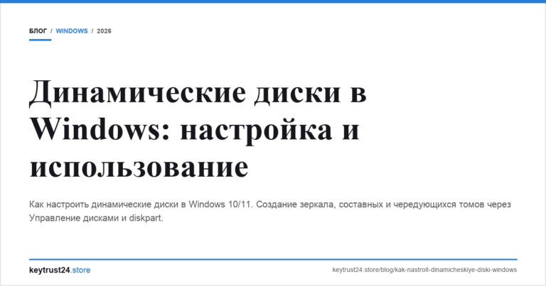 Динамические диски в Windows: настройка и использование