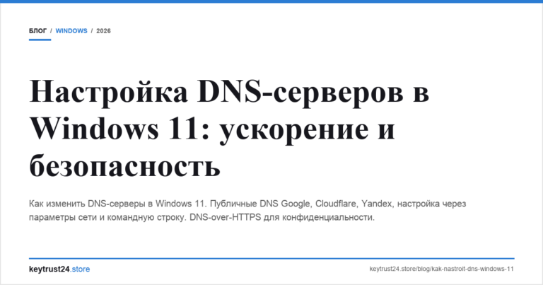 Настройка DNS-серверов в Windows 11: ускорение и безопасность