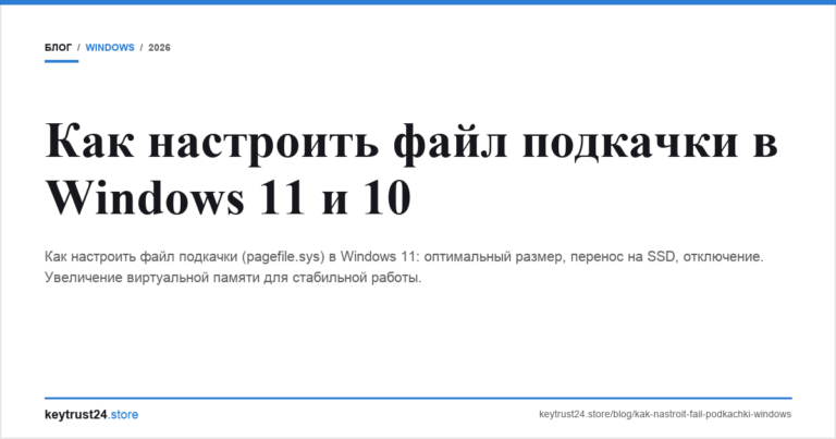 Как настроить файл подкачки в Windows 11 и 10
