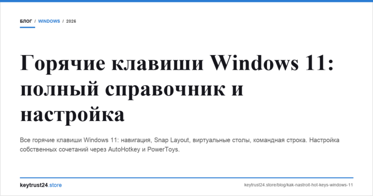 Горячие клавиши Windows 11: полный справочник и настройка