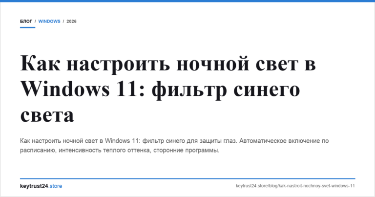 Как настроить ночной свет в Windows 11: фильтр синего света