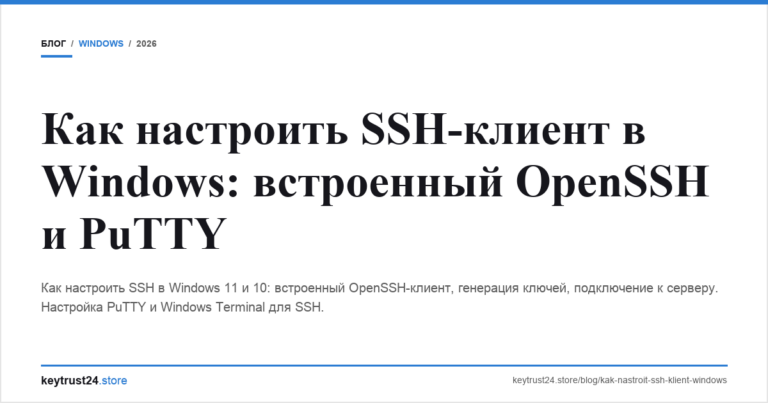 Как настроить SSH-клиент в Windows: встроенный OpenSSH и PuTTY