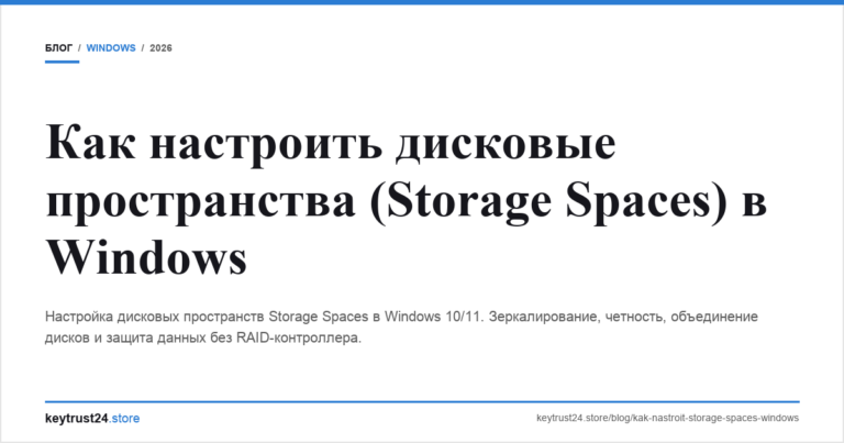 Как настроить дисковые пространства (Storage Spaces) в Windows