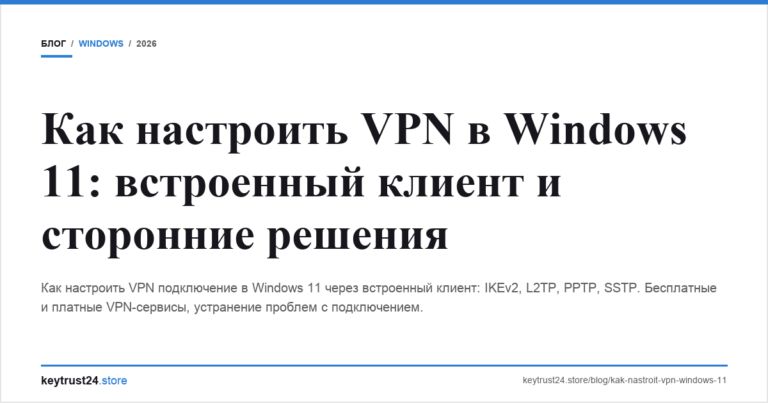 Как настроить VPN в Windows 11: встроенный клиент и сторонние решения