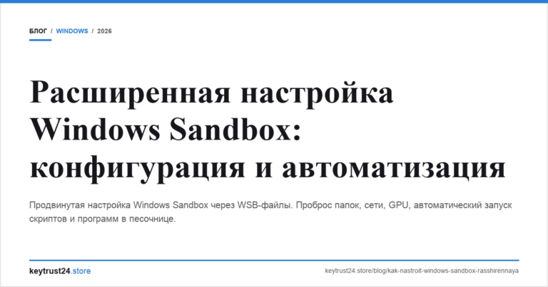 Расширенная настройка Windows Sandbox: конфигурация и автоматизация