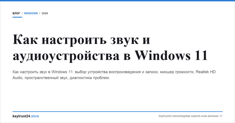 Как настроить звук и аудиоустройства в Windows 11