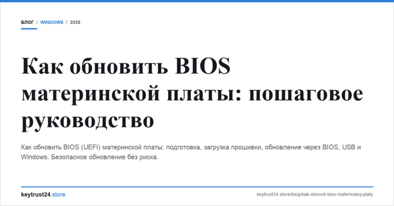 Как обновить BIOS материнской платы: пошаговое руководство