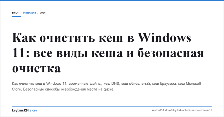 Как очистить кеш в Windows 11: все виды кеша и безопасная очистка