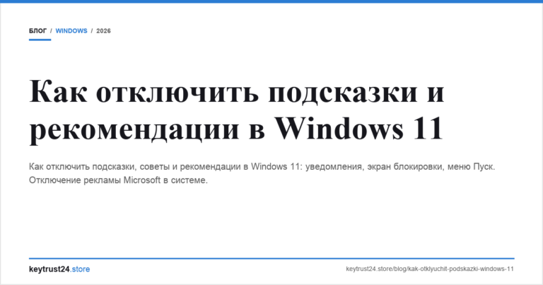 Как отключить подсказки и рекомендации в Windows 11