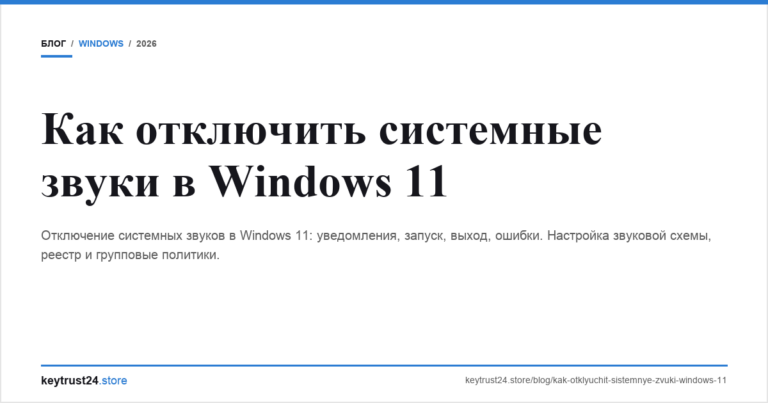 Как отключить системные звуки в Windows 11