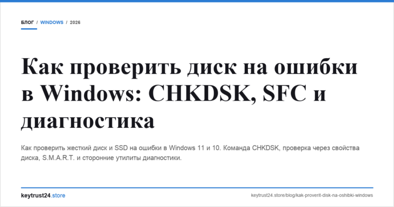 Как проверить диск на ошибки в Windows: CHKDSK, SFC и диагностика
