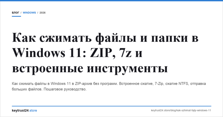 Как сжимать файлы и папки в Windows 11: ZIP, 7z и встроенные инструменты