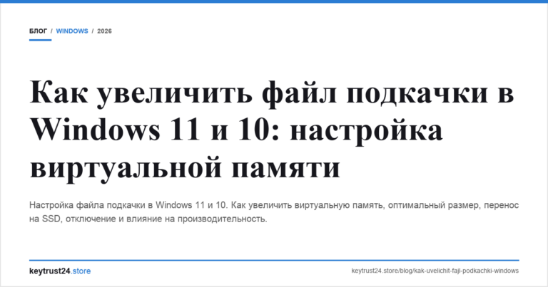 Как увеличить файл подкачки в Windows 11 и 10: настройка виртуальной памяти