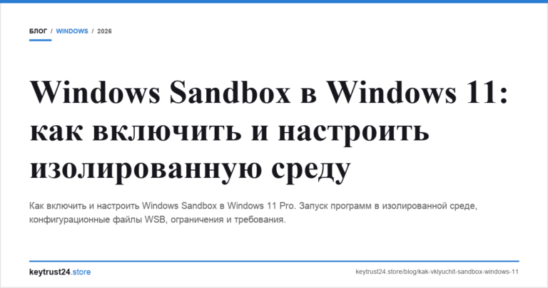 Windows Sandbox в Windows 11: как включить и настроить изолированную среду