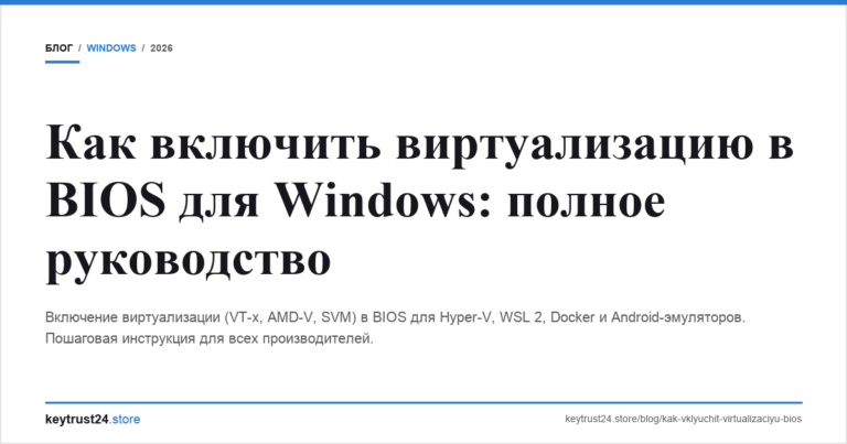 Как включить виртуализацию в BIOS для Windows: полное руководство