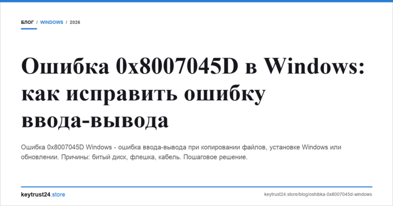 Ошибка 0x8007045D в Windows: как исправить ошибку ввода-вывода