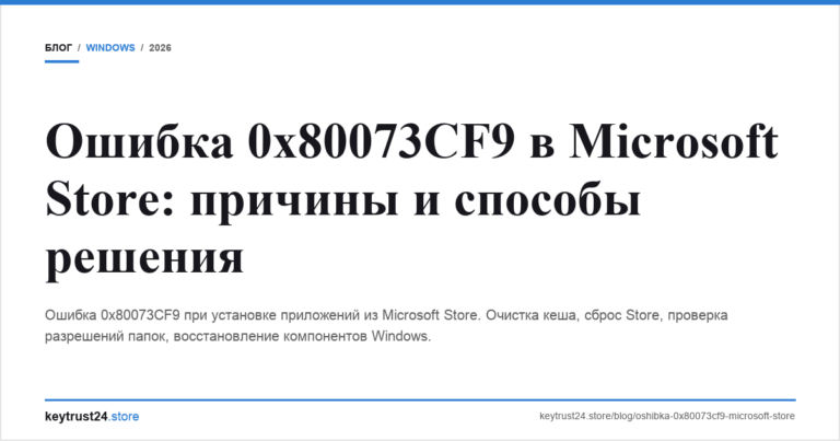 Ошибка 0x80073CF9 в Microsoft Store: причины и способы решения
