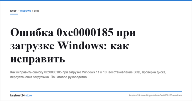 Ошибка 0xc0000185 при загрузке Windows: как исправить